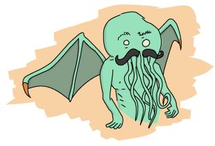 A cthulu representation with a fabulous mustache