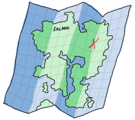 A map of Erland, the mystic Erlang island!